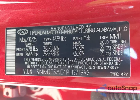 2023 Hyundai Tucson Sel z USA, uszkodzony, nr VIN 5NMJF3AE4PH271992